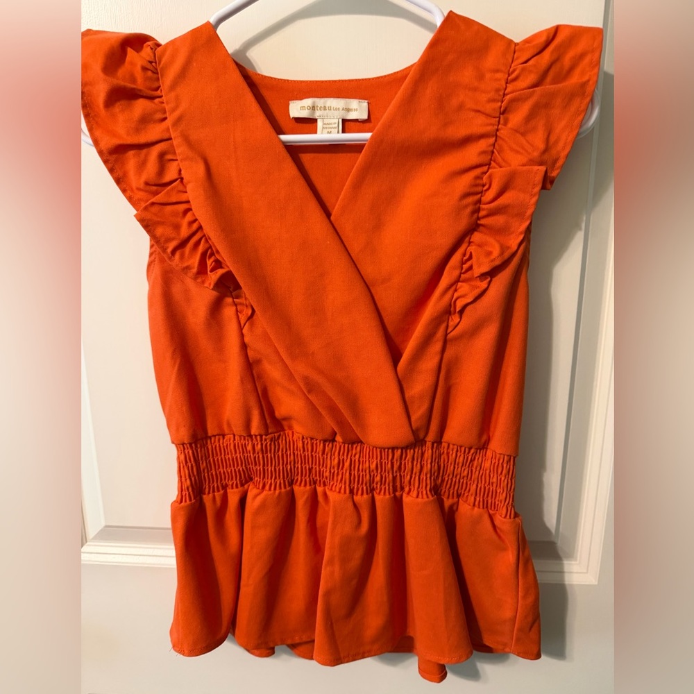 Monteau Los Angeles Ruffled Women's Blouse VGUC Medium